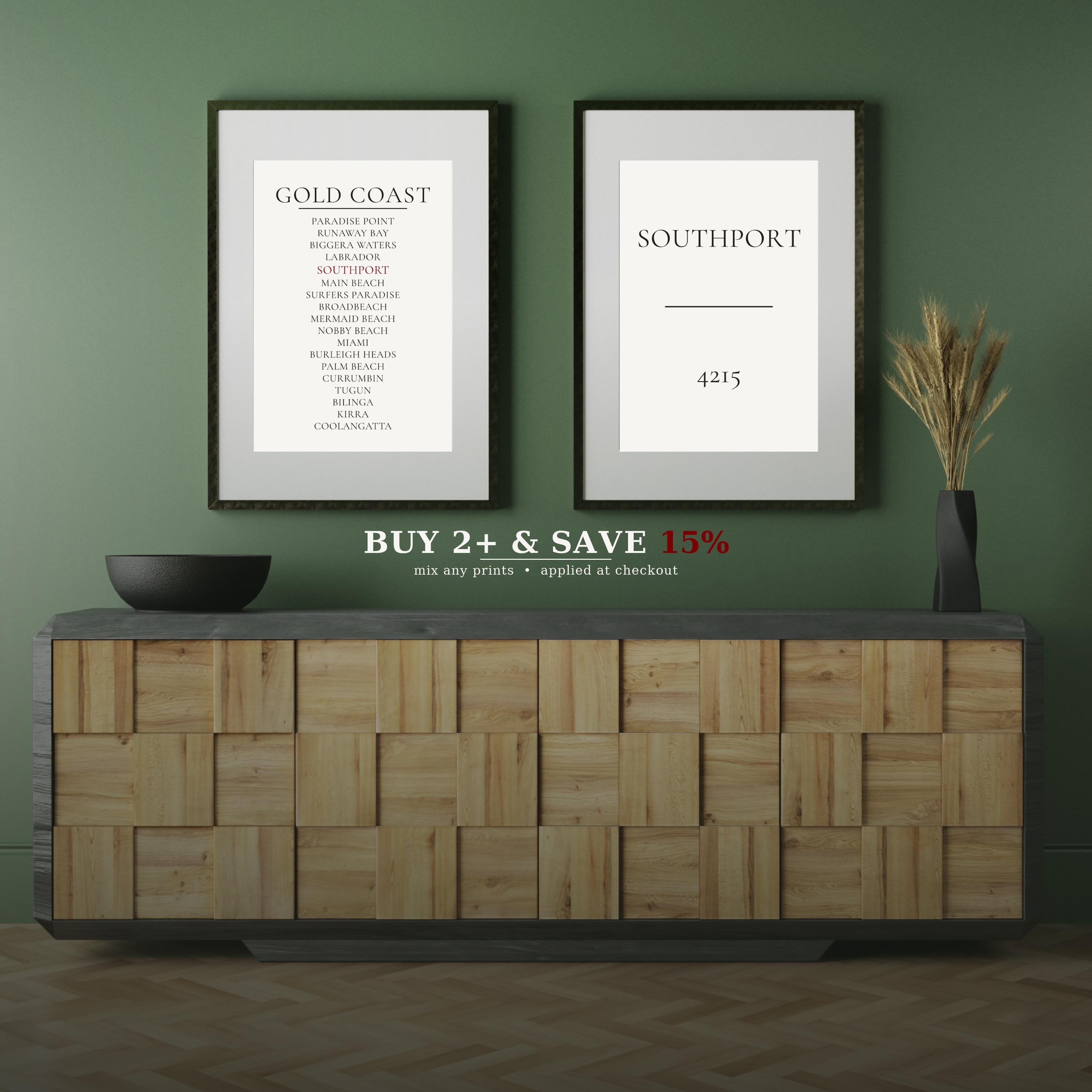 Gold Coast Print, Personalised Suburb Wall Art, Custom Coastline Poster, Soft Mono, A2 A3, Queensland Beach Decor, Housewarming Gift