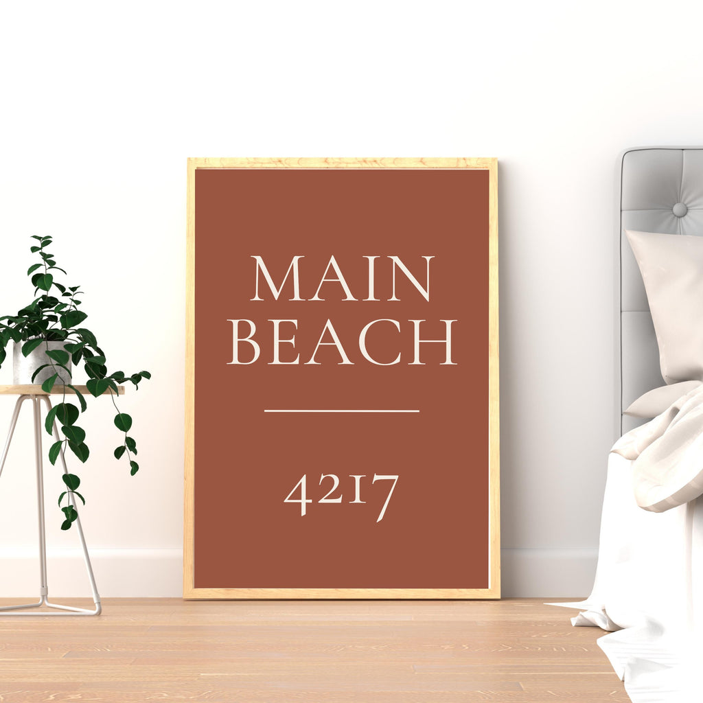 Personalised Suburb Print, Custom Postcode Print, Terracotta Australia Wall Art, A2 A3 Housewarming Gift, Moving Away Gift